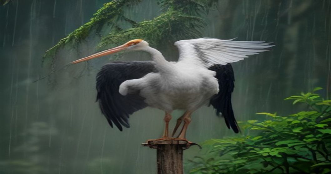 Avian Devotion: How Stork Parents Protect Their Chicks Against the Elements