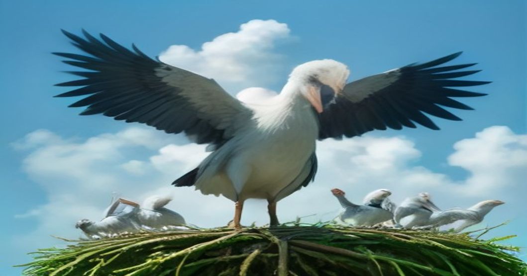 Avian Devotion: How Stork Parents Shield Their Young Against Harsh Weather